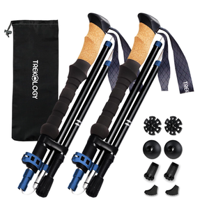 TREKOLOGY TrekZ Cork Grip Trekking Poles – Lightweight Folding Hiking Poles, Adjustable Height, Compact Travel Design, AircraftGrade Aluminum Walking Sticks for Men & Women