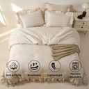 Themelove Full Size Comforter Set Beige, Lightweight Fluffy Farmhouse Ruffle Bedding Set, Soft Microfiber All Season Shabby Chic Bed Set 3 Pieces(1 Ruffle Comforter 2 Pillowcases)