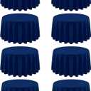 8 Pack Round Tablecloth 90 Inch Navy Blue Tablecloth for Round Tables, Washable Polyester Table Cloth Stain and Wrinkle Resistant Decorative Table Cover for Wedding Party Dining Banquet