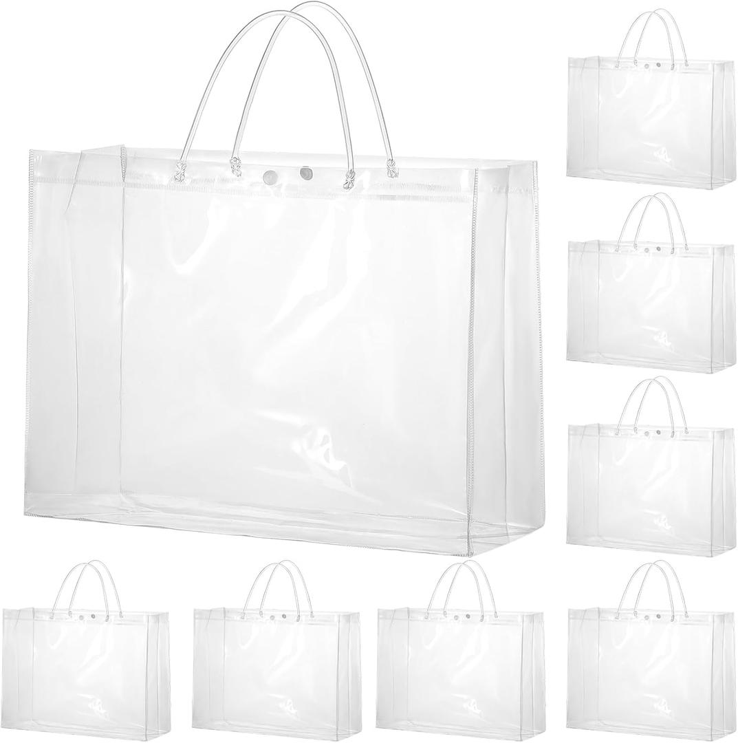 woric 30 Pack Large Clear Gift Bags with Handle, 16"X6"x12" Large Plastic Bag Shopping Bags for Small Business Gifts Graduation Wedding Party Favors