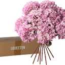 Artificial Flower Fake Silk Hydrangea Heads Bouquet with Stems Bulk for Fall Decoration Table Center Christmas Indoor Outdoor Faux Floral Realistic with Leaves Plants Crafts 8PCS (Pink)