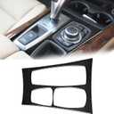 BLAKAYA Compatible with Carbon Fiber Center Console Gears Shift Frame Trim Cover Interior Decoration Sticker for BMW X5 E70 X6 E71 2008 2009 2010 2011 2012 2013 Style A (4PCS Black)
