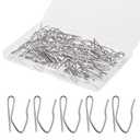 Nydotd 58 Pcs Rustproof Curtain Hooks – 1.2 inches Stainless Steel Nickel-Plated Offset Pin-On Hooks for Window, Door & Shower Curtains Home Bathroom Office (Silver)