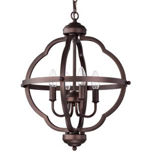 Farmhouse 4 Light Chandelier Lighting, Oil Rubbed Bronze Hanging Light Fixture with Chain, Diameter 21 Inch Rustic Pendant Light for Kitchen Island, Entryway,Living Room, Bedroom