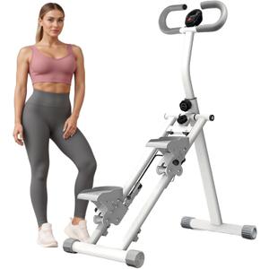 Stair Stepper for Home Vertical Climber, Foldable Full Body Exercise Aerobic Climbing Machines, Mountaineering Fitness Equipment with Adjustable Handles (White)