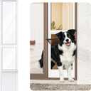 Dog Door for Sliding Glass Door, Adjustable Height 75 4/5" to 80 3/10" Sliding Door Pet Door Insert, Suitable for Dogs Up to 75 lbs, Large, White