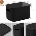 ORGIDOL 8 Pack Black Storage Bins with Lids Stackable Storage Container for Organizing, Black Storage Boxes with Handle for Shelves, Cute Organizer Bins for Craft, Snacks, 9.85x6.9x5.7 inch