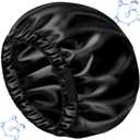 10 x BONNET QUEEN Silk Bonnet for Sleeping Hyaluronic Acid Satin Bonnet, Double Layer Hair Wrap for Curly Hair Women Sleep Cap (Black)