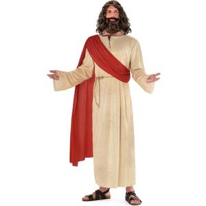 Morph Jesus Costume For Men Plus Wig And Beard - Jesus Christ Halloween Robe Outfit (XX-Large)