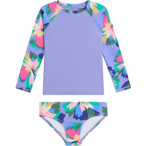 Kanu Surf Girls' Long Sleeve Rashguard UPF 50 Two Piece Swim Set (8, Kiana Purple)