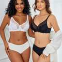 Avidlove Bras for Women Lace Minimizer Bra Full Coverage Mesh Underwire Bra with Centering Cups Sexy Unlined Brasieres (Black)