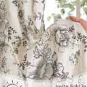 jinchan Floral Linen Tier Curtains 36 Inch Farmhouse Cafe Curtains Tie Top Botanic Drapes for Small Windows Over Sink for Kitchen Country Rustic Laundry Room Bathroom RV 2 Panels Black on Beige