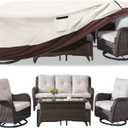 Patio Furniture Cover for 5 Pieces Set-Waterproof 600D Oxford Fabric Cover for 5 PCS Outdoor Sets Wicker Metal Couch Rocking Glider Swivel Chairs Ottomans Sectional Sofa Dining Chair Beige