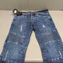 989Zé ENZO Mens Skinny Fit Jeans Casual Stretch Ripped Biker Denim Pants Size 28