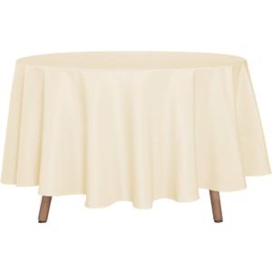 sancua Round Tablecloth - 90 Inch - Water Resistant Spill Proof Washable Polyester Table Cloth Decorative Fabric Table Cover for Dining Tables, Buffet Parties and Camping, Beige
