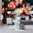 Large Floral Wallpaper Dark Peony Flowers Wall Mural for Living Room BedroomNot Peel and Stick