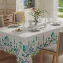 XCHI Castle Moons Stars Flowers Ramadan Mubarak Tablecloth Rectangle Table Cloth Table Covers for Indoor Dining Home Party Decorations 60x104 Inch