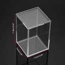 JUXYES 2 Pack Clear Display Case for Mini Action Figures, Acrylic Box with Sliding Door, Stackable Cube Small Showcase, Free Standing Collectibles Protection, 3x3x4.5 Inches