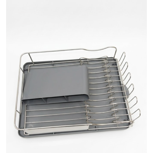Dish Rack, Large Capacity, Dish Drying Rack with Cutlery Holder, Removable Drip Tray, Cup Holder, Compact Kitchen Drainers for Countertop, Grey