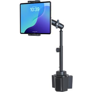 Cup Holder Tablet Mount for Pickup Truck, [Adjustable Height] Metal Long Arm SUV Tablet Mount Heavy Duty, Universal Car Cup Holder for 4-13" iPad Pro Air Mini, Phone, Galaxy Z Fold, Fire HD