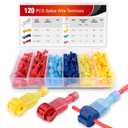 Nilight - 50004R 120 Pcs/60 Pairs Quick Splice Wire Terminals T-Tap Self-stripping with Nylon Fully Insulated Male Quick Disconnects Kit