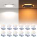 12 Pack Recessed Lighting 6 Inch with Night Light, 6 Inch LED Recessed Lights 5CCT Dimmable 2700K/3000K/4000K/5000K/6000K, 15W 1200LM Ultra Thin Recessed Lighting - ETL and Energy Star Certified