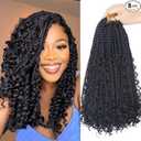 Goddess Bohemian Box Braids Crochet Hair  14 Inch Curly Ends, 8 Packs Synthetic Braiding Hair Extensions for Black Women (14 Inch, 1B)