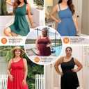 Charmo Ribbed One Shoulder Swim Dress Scalloped Tummy Control Swimsuits for Women Swimwear Built-in Side Tie and Briefs (XL)