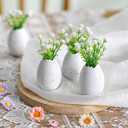 Easter Egg Candle Wreath Rings 5 Inch Easter Speckled Eggs with Artificial Flowers Resin Eggs Neutral Candle Rings Wreaths Rustic Spring Decor for Home Table