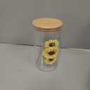 Layhit 3 Pcs Sunflower Glass Canister Set Clear Lemon Kitchen Storage Jars with Airtight Bamboo Lid for Coffee Bean Cookie Candy Tea Flour Farmhouse Home Countertop 24oz