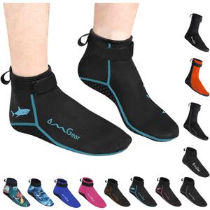 OMGear Water Socks Neoprene Socks Beach Booties 3mm 5mm Anti-Slip Wetsuit Footwear Fin Swim Sand Proof Socks (Small, 3mm Low Cut/Aqua)