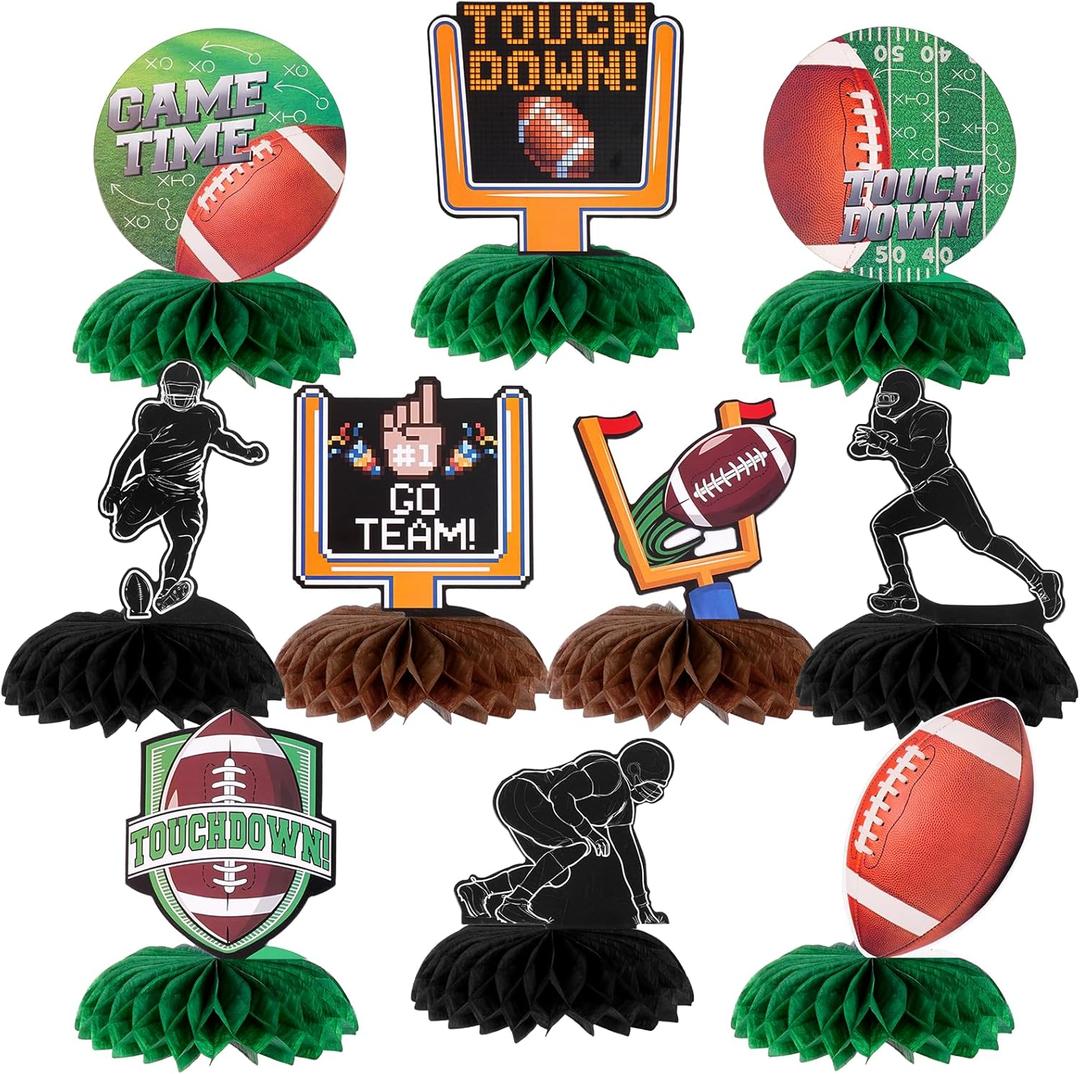 baotongle 10pcs Football Party Decorations Football Table Centerpiece Football Honeycomb Centerpieces Table Toppers for Football Birthday Party Football Game