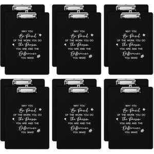Thenshop 12 Pcs Employee Appreciation Gifts Inspirational Clipboards Black Plastic Clip Boards with Low Profile Clip for Employee Coworker Team Teacher Gifts Office Supplies, A4 Letter Size