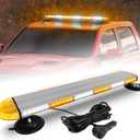 ASPL 31 inch Low Profile Rooftop Emergency Strobe Lights Bar Full Aluminum Flashing Safety Warning Traffic Advisor Lightbar Hazard Snow Plow Light for Trucks Tow Construction Vehicles (Amber/White)