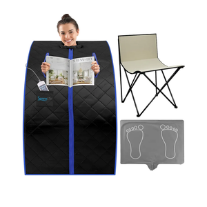 SereneLife SLISAU20BK Oversize Portable Infrared Home Spa One Person Sauna with Heating Foot Pad & Portable Chair (40 inches)