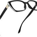 Large Reading Glasses for Women Square Cat eye Readers 1.0 1.25 1.5 1.75 2.0 to 6.0 with Sparkle side (Black/Silver Bling Glitter)