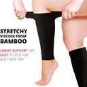 BAMS Plus Size Calf Compression Sleeve for Women & Men, Viscose from Bamboo Extra Wide Leg Support for Shin Splints, Leg Pain Relief and Support, Swelling, Travel (Calf Black, XL)