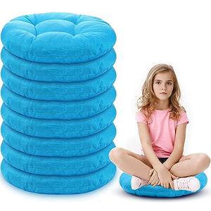 Fumete 8 Pcs 16 Inch Round Floor Cushions for Kids and Toddlers, Flexible Seating Classroom Furniture Floor Pillow for Home, Daycare, Preschool, Yoga and Meditation (Ice Blue)