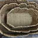 Scalloped Basket Set of 3 (Large, Medium, Small), Paper Rope Hand Woven Storage Basket for Shelves, Clothes, Towels and Laundry, Wicker Decorative Basket for Living Room Bedroom Organizing, Neutral