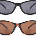 JM 2 Pack Bifocal Reading Sunglasses for Women Fashion Sun Readers Outdoor Reading Glasses UV400 Protection