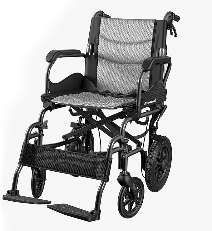 Lightweight Transport Wheelchair for Adults
Supports 300 lbs, Foldable, for Seniors, Elderly and Disabled (Gray)