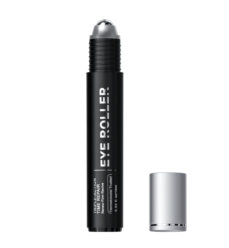 Under Eye Brightener Roller - Caffeine & Retinol Eye Serum for Dark Circles, Puffiness & Fine Lines, Travel Essential Vegan Skincare, Cooling Eye Massage, Dermatologist-Tested, 0.52 fl oz