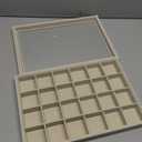 Wudygirl Jewelry Organizer Stackable Jewelry Tray for Drawer Velvet Earring Holder Organizer with Lid Dust-proof Earring Case Ring Storage for Women Drawer Inserts 24 Grid (Beige)