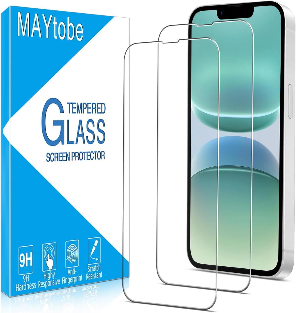 MAYtobe [2-Pack Screen Protector for Apple iPhone 16e Tempered Glass, 9H Hardness, Anti Scratch, Easy to Install (Transparent)