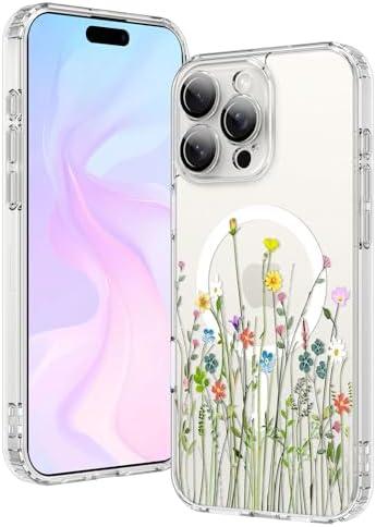OOK Magnetic for iPhone 16 Pro Case [Compatible with Magsafe] Colorful Wild Flowers Floral Design Clear Case with Full Camera Lens Case for iPhone 16 Pro Phone Case, Wild Flowers (6.3")