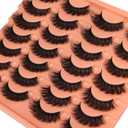 Short Lashes Natural Look False Eyelashes Thick Volume Faux Mink Lashes Pack Wispy Strip Fake Eyelashes Cat Eye Lashes that Look Like Extensions 14 Pairs