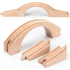 Kigley Wood Train Track Expansion Wooden Train Track Accessories Wooden Bridge for Most Major Toy Railway, One Size