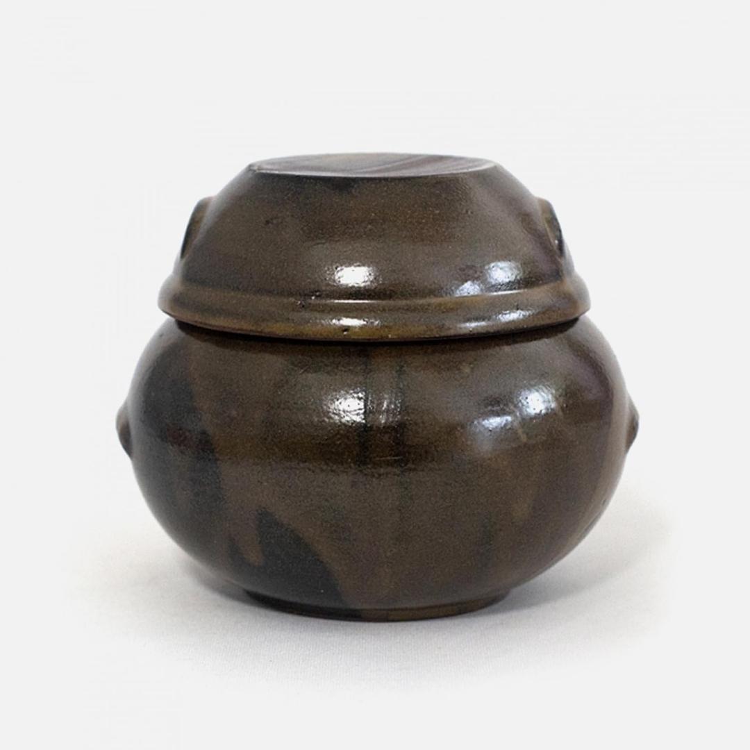 Earthenware Onggi Korean Traditional Clay Jar Ceramic Canister/Handmade Food Sauce Storage Container for Tea, Coffee Bean, Salt/Breathing Clay Pot Kimchi Fermentation Crock (No.3(H11cm))