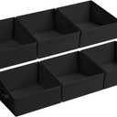 DIMJ Trapezoid Storage Bins for closet shelves, Closet Organzier Bins with Handle, Foldable Closet Storage Bins Basket, Closet Organizers and Storage for Toys, Books, 6 Packs, Black