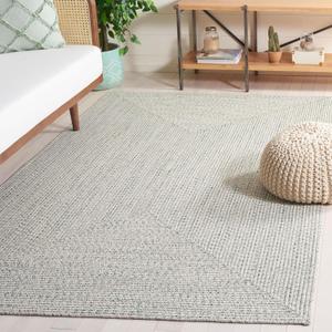 SAFAVIEH Washable Rug Outdoor Braided Collection - 6' x 9', Ivory & Green, Handmade & Reversible, Non-Shedding & Easy to Clean, Ideal for Patio, Backyard, Mudroom (BRA201Y)